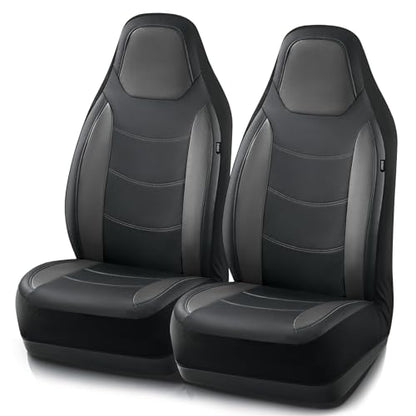Road Comforts Car Seat Cover, Leather Car Seat Covers, Automotive High Back Front Car Seat Covers, Airbag Compatible, Universal Fit for Most Cars (Black)