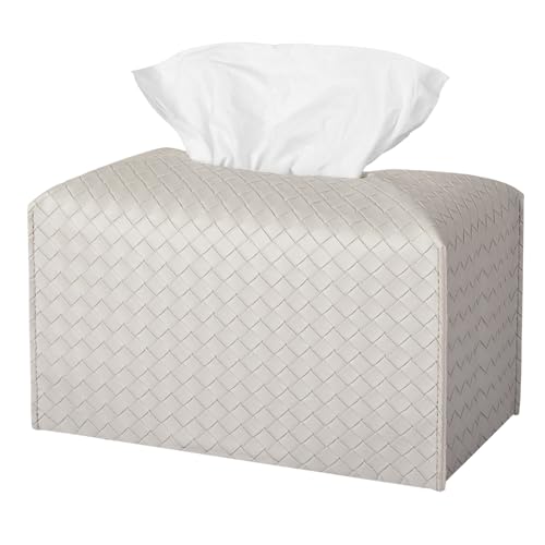 Tissue Box Cover PU Leather Tissue Holder Square Facial Tissue Case Facial Paper Organizer Dispenser for Bathroom, Vanity Countertop, Tabletop, Car, Rectangle, Misty Gray - color: Misty Gray, size: rectangle