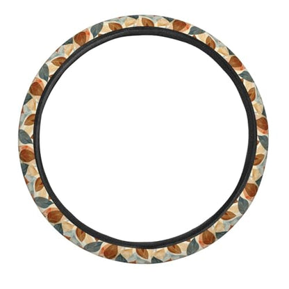 Boho Abstract Mid Century Modern Leaf Steering Wheel Cover for Women Men, Non-Slip Steering Wheel Protector Car Wheel Covers, Universal 15 Inch Fit for Auto, Suvs, Truck - color: Boho Mid Century Modern Leaf
