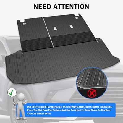 Trunk Mat & Backrest Mat & 2nd Row Seat Backrest for Toyota Grand Highlander 2024-2026(7 Seater Only), All Weather TPE Cargo Liner, Waterproof Scratch-Resistant Full Coverage Cargo Mats - size: for grand highlander 2024+