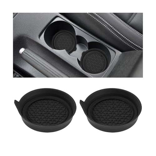 2PCS Car Cup Holder Coaster, Silicone Non-Slip Vehicle Cup Recessed Mats, Waterproof ＆ Sift-Proof Automotive Interior Insulation Drink Insert Pads, Universal Fit (Black) - color: Black