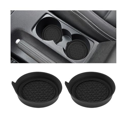 2PCS Car Cup Holder Coaster, Silicone Non-Slip Vehicle Cup Recessed Mats, Waterproof ＆ Sift-Proof Automotive Interior Insulation Drink Insert Pads, Universal Fit (Black) - color: Black