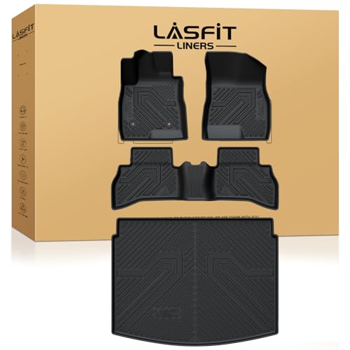 LASFIT Floor Mats & Cargo Mat for Buick Encore GX 2020-2026(Only Fit AWD), TPE All Weather Custom Fit 1st & 2nd Row Rubber Car Mats and Cargo Liner(Lower Position) for Buick Accessories, Black - size: 2020-2026|For Buick Encore GX AWD|Floor & Cargo