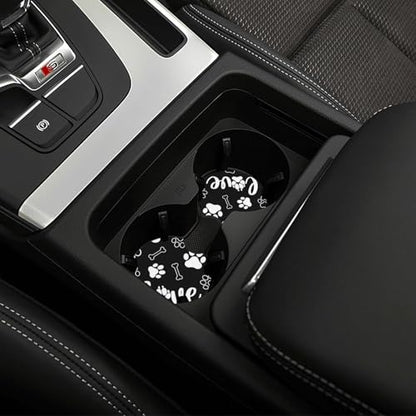 Paw Print Steering Wheel Cover - Dog Paw Print Steering Wheel Cover Dogs Prints Anti-Slip Breathable Universal for 15 Inch Car with 2 Pieces Car Coasters for Men/Women - color: Paw Print Black