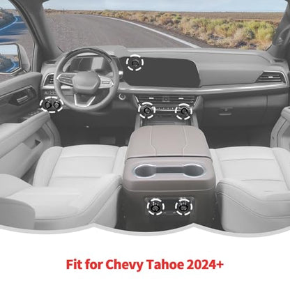 RT-TCZ Center Console Switch Knob Button Cover AC Radio Switch Knob Cover Trim Interior Accessories for Chevrolet Chevy Tahoe 2024 2025,7PCS (Black) - color: Black