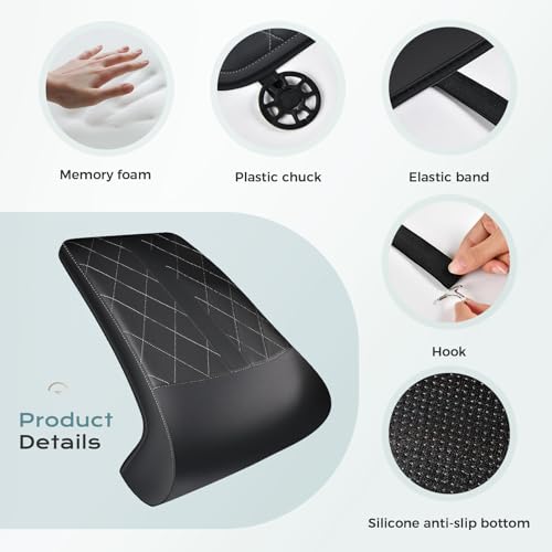 Coverado Car Seat Extender Leg Support, Leather Leg Extender Cushuin for Car Seats, Waterproof Car Seat Cushions Universal Fit for Most Vehicles (Black)