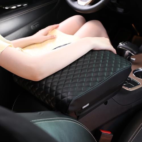 WEIHAO Large Car Arm Rest Cover Pad, 13.8x10.7x2.2 inch Oversize Car Armrest Cushion, Wide Memory Foam Leather Car Center Console Cushion Pad (Black-1PC) - color: Black (Large 13.8x10.7x2.2 inch)