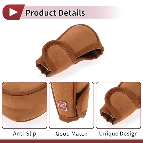 1 Pc Gear Shift Knob Cover Decoration Stick Shifting Handle Protector 12x4.5cm/4.72"x1.77" Brown Faux Leather