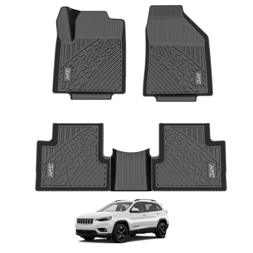 3W Floor Mats Fit for Jeep Cherokee 2015-2023 TPE Floor Liner 1st and 2nd Row Full Set Car Mats, Black (NOT for Grand Cherokee) - size: Jeep Cherokee 2015-2023 Floor Mats