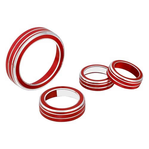 Accessories fit for Ford Explorer 2024 2023 2022 2021 2020 Volume PNRD Gear Shift Drive Mode Knob Covers Decals Interior Decor Trim Stickers Red Aluminum Alloy 4Pcs - color: Red