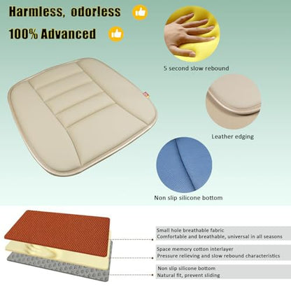 Car Seat Cushion Pad for Driving, Chair Cushion for Office/Truck with Memory Foam, Seat Cushion Comfortable and Durable, Khaki