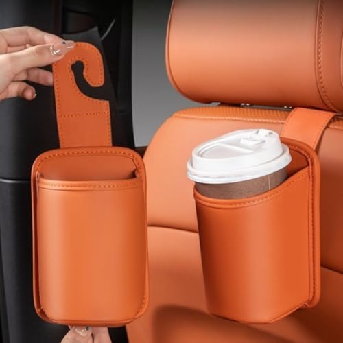 2-Pack Cup Holders for Car Seat Back Premium Nappa Leather Organizer with Drink Holders Easy Install for Families & Road Trips (Orange) - color: Orange