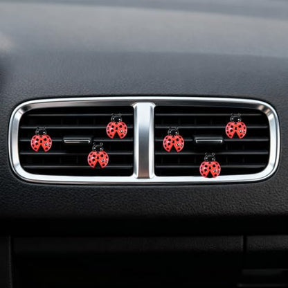 6-Pack Ladybug Car Vent Clips, Cute Insect-Shaped Dashboard Vent Decorations, Car Interior Accessories for Cars, Trucks & SUVs (Black, Unscented)