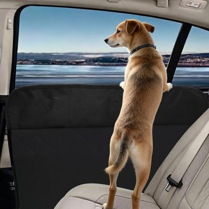 [2 Pack] Car Door Protector for Dogs, Fits Full-Size SUVs & Trucks, 20% Larger Anti-Scratch PU Leather Door Guard with Stay-in-Place Metal Inserts, Includes Bonus $9 Dog Safety Seat Belt - Black