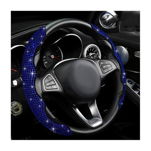 2 PCS Steering Wheel Cover, Segmented Car Wheel Covers with Crystal Rhinestones, Non-Slip Protector Bling Sparkly Decoration for Most Steering Wheels, Car Accessories (Blue) - color: Blue