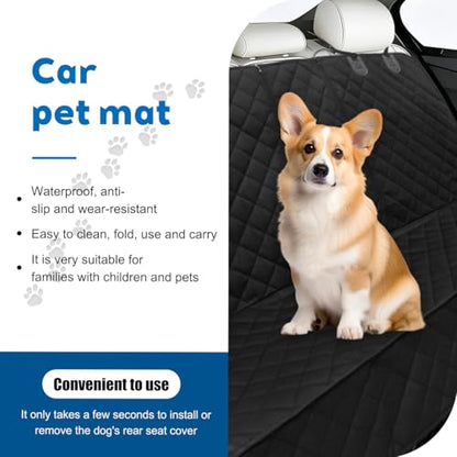Dog Car Back Seat Cover, Waterproof Scratch-Resistant 600D Heavy Duty Vehicle Pet Bench Seat Protector, Non Slip Automotive Interior Backseat Cushions, Universal for SUV Sedan Truck (Black)