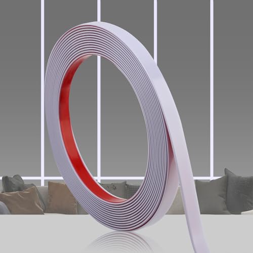 QDYMXUN Glossy White Peel and Stick PVC Molding Trim, Flexible DIY Wall Accent Strip for Mirror Frame, Cabinet, Edges & Borders and Tiles (197"L x 0.4"W) - color: Glossy White, size: 197"L x 0.4"W