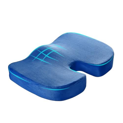 Car Seat Cushion, Memory Foam Cushion for Tailbone Pain & Sciatica Relief, Ergonomic Seat Cushion Comfortable Chair Relief Pillow for Car Office Wheelchair, car Accessories (Royal Blue) - color: Royal Blue
