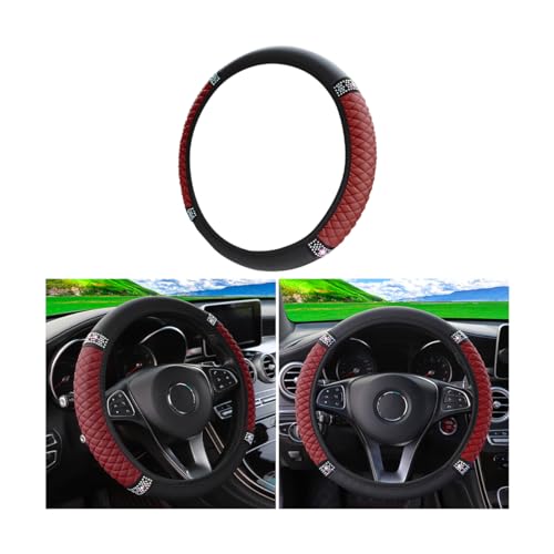 LoyaForba Bling Soft Leather Steering Wheel Cover, 15 Inch Colorful Rhinestones Auto Elastic Steering Wheel Protector, Sparkly Crystal Diamond for Women Girls, Car Accessories for Most Cars (Wine Red) - color: Wine Red