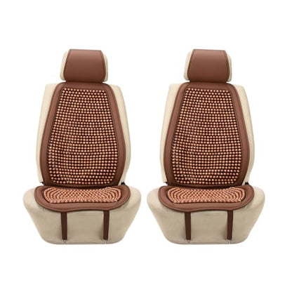 Blueshyhall Cooling Wooden Beaded Car Seat Cover Comfortable Massage Support Cushion for SUV Auto Office Home Seat Chair - Brown 2 Pcs - color: Brown