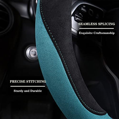Soft D Shape Steering Wheel Cover, Warm Steering Wheel Cover Fashion Universal 15 inch, Gray