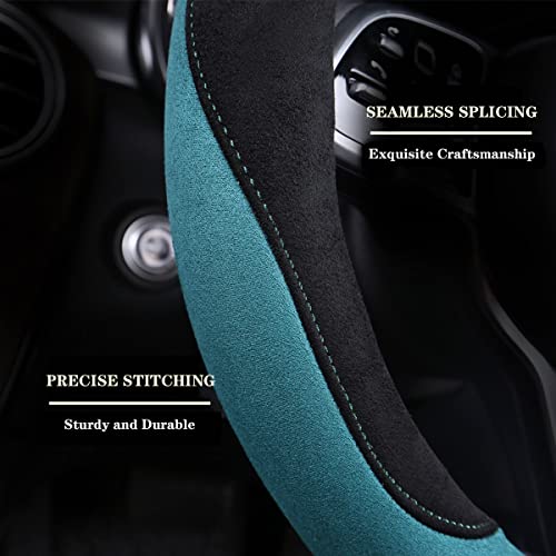 Soft Suede D Shape Steering Wheel Cover, Warm Steering Wheel Cover Fashion Universal 15 inch, Black - color: D Black, size: D Shape