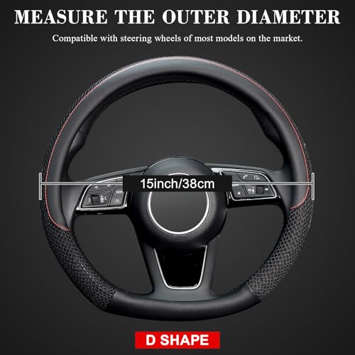 D Shape Steering Wheel Cover, Universal 15 inch, Microfiber Leather Viscose, Breathable, Anti-Slip,Warm in Winter and Cool in Summer, Black - color: black, size: D Shaped Standard Size[14.5"-15"]