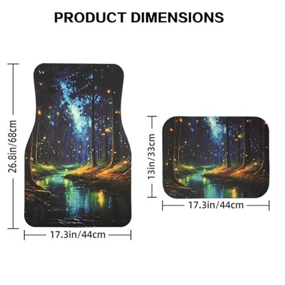 Universal Fit Car Floor Mats - Tech Cloth with Elegant Patterns, Enchanted Forest Stream, Front (26.8x17.3in) & Rear (13x17.3in) Set, Anti-Slip Rubber Bottom, 4PCS, Water-Resistant & Simple to Clean