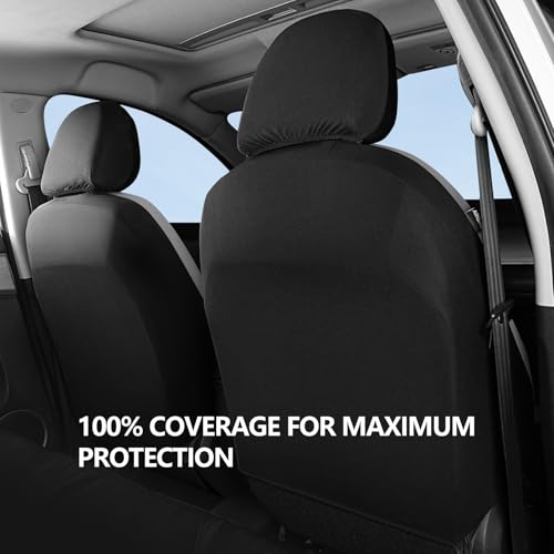 HChengkikz Car Seat Covers Front Seat, Waterproof Neoprene Car Seat Covers, Car Seat Cover Airbag Compatible, Universal Fit for Most Cars, Trucks, SUVs (Black + Darkgray) - color: N816 Black Darkgray, size: Front Seat