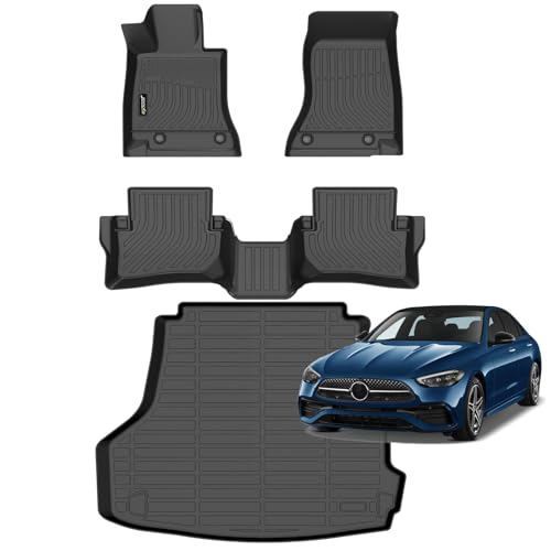 Jenofa-Floor Mats for Mercedes Benz C-Class Sedan 2022-2026 C300/C43 AMG/C63 AMG S E Cargo Mat Car Mats for Benz C Class All Weather Floor Liner Custom Fit Automotive Full Set Accessories - style: 63|For Benz C Class|2022-2026|Set