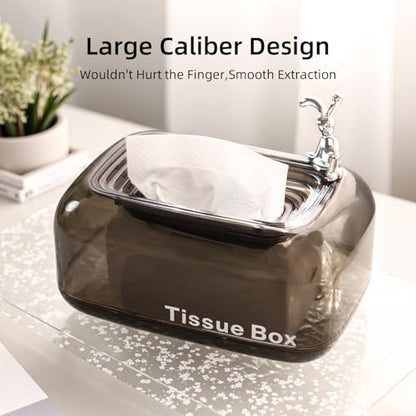 Tissue Box Cover,Automatic Sinking Tissue Box Holder,Napkin Holder Home Decor for Tabletop Night Stands Bathroom Office,7.87 * 5.31 * 4.13inch (Black)