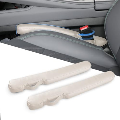 Leather Car Seat Gap Filler Universal for Car Truck SUV to Block The Gap Between Seat and Console Stop Things from Dropping 2 Packs Beige - color: beige