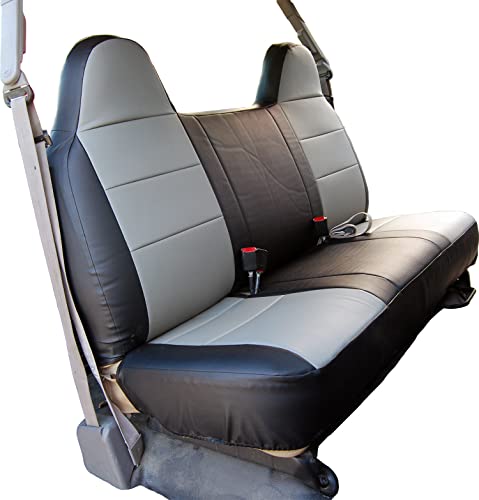 Custom-FIT Artificial Leather Front Bench seat Covers Designed for Ford F-250 350 450 (Black/Grey) - color: Black/Grey