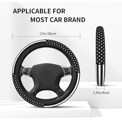 American Flag Steering Wheel Cover - Retro United States Flag Steering Wheel Cover Universal 15 Inch Non-Slip Breathable Neoprene Car Accessory for Women Men Steering Wheel Protector - color: American Flag
