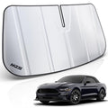 MZS Windshield Sun Shade Compatible with Mustang 2015-2023, Foldable Car Sun Shade Shield with Storage Pouch, Front Window Visor Sunshade Accessories for Interior Protector - size: Mustang 2015-2023