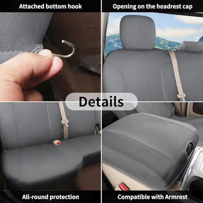 Coverado Chevy Silverado Oxford Rear Seat Covers, Fit for Chevy Silverado GMC Sierra 2007-2013 & 2019-2026 1500, 2020-2026 2500HD 3500HD Crew Double Extended Cab(Flat Rear, Gray)