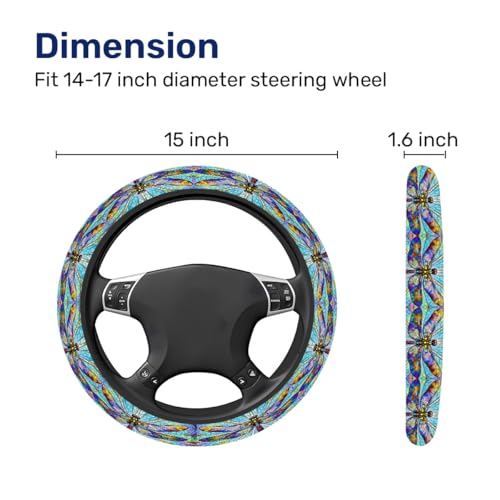 GENANY Dragonfly Steering Wheel Cover, Non Slip Polyester Car Wheel Protector for Car SUV Truck, Universal 15 Inch - color: Dragonfly