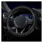 Soft Leather Steering Wheel Cover with Breathable Design and Anti-Slip Grip, Fully Compatible with Tesla, Toyota, Honda, Nissan 14.5-15.2 inch Round Steering Wheel（Sedans and SUVs） - color: DOUBLE-BLACK