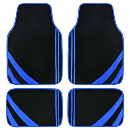CAR PASS Faux Leather Car Mats Blue Edge Waterproof Car Floor Mats Car Carpet Mats 4 Pieces with Double Stitch Line Anti-Slip Backing Design, Universal Fit for Most Vehicles,SUVs,Sedan,Vans - color: Black Blue