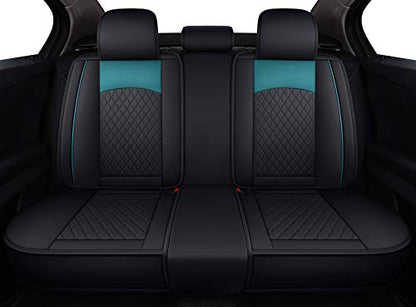 Aierxuan Leather Universal Car Seat Covers Split Bench 40/60 for Honda Acura Chevy Nissan Lexus Toyota Kia Ford Buick VW Audi Benz Hyundai Infiniti (Rear Seat/Black-Green) - color: Rear Seat/Black-Green