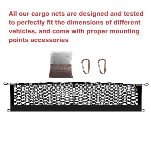 Truck Bed Cargo Net Trunk Netting Compatible with 2015-2020 Chevy Tahoe | GMC Yukon | Cadillac Escalade Accessories, Pickup Cargo Organizer SUV Sedan Storage Net w/Heavy Duty Carabiners - style: 2015-2020 Yukon & Tahoe & Escalade