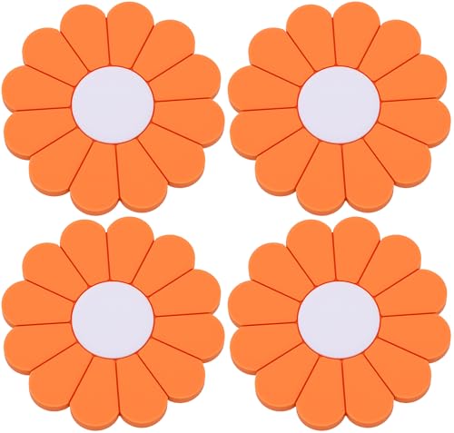 4-Pack Car Cup Holder Coaster Inserts, Daisy Shape, 2.75 Inch Non-Slip Silicone Cup Holder Insert, Universal Non-Slip Cup Holders, Car Accessories Interior for Women and Man (Orange) - color: Orange, size: 4 pcs