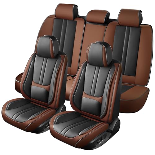 Car Seat Covers Fit for VW Passat 1999-2022 Faux Leather Waterproof Full Set Cushion Protector Air Compatible Automotive Seat Covers with Lumber Support（BlackBrown,Full Set） - color: BlackBrown, size: Fit for Passat 1999-2022 Full Set