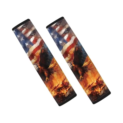 Dolyues American Flag Car Seat Belt Pads Eagle Seat Belt Cover Pad Patriotic Interior Car Accessories for Women Seatbelt Cushion for Car Automotive SUV Truck 2pcs - color: American Flag Eagle