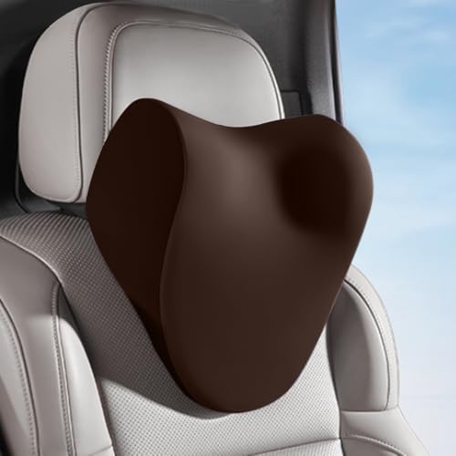 Neck Pillow for Car Neck Pillow for Driving, car headrest Pillow Head and Neck Rest Pillow for car headrest, Brown Neck Support Pillow for car Driving seat of Accessories with Memory Foam - color: Brown