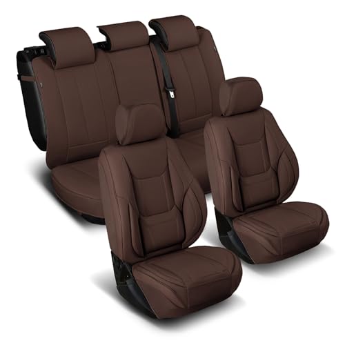 Coverland Custom Car Seat Covers Compatible with 2002-2017 Toyota Camry - Premium Leather Non-Slip Memory Foam Waterproof Seat Cover Custom fit Interior Protector [Full Set Seat-Dark Brown] - color: Dark Brown, size: Full Set