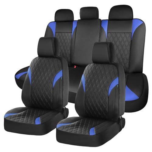 Car Seat Covers Full Set, Leather Seat Covers for Cars, Car Seat Protector Waterproof, Universal Automotive Seat Covers Breathable, Front and Rear Car Seat Cover Fit for Most Sedans SUV Truck - color: Black&Blue, size: FullSet