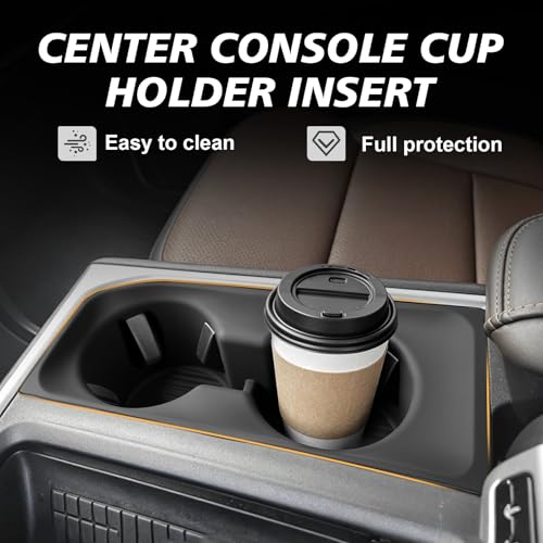 Muslogy Center Console Front & Rear Cup Holder Inserts Compatible with 2025 2026 Ford Expedition Accessories Middle Console and Rear Armrest Cup Holder Silicone Rubber Organizer 2PCS Set - size: 2025-2026 Expedition Front & Rear
