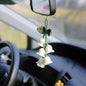 Handmade Knitted Rear View Mirror Pendant Ornament, Cute Car Accessories Aesthetic, Kawaii Car Decor for Home Decorative Pendants - style: White