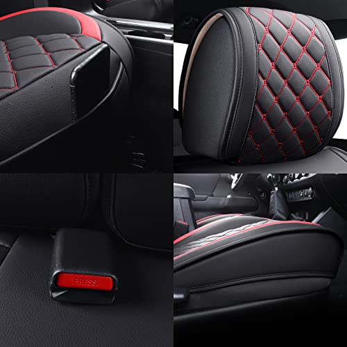 Tomatoman Tacoma Seat Covers Customized for 2005-2025 2026 Sport Extended SR V6 Pickup TRD, Waterproof Faux Leather Car Cushions(2 PCS Front, Black-Red) - color: 2 PCS Front/Black-Red